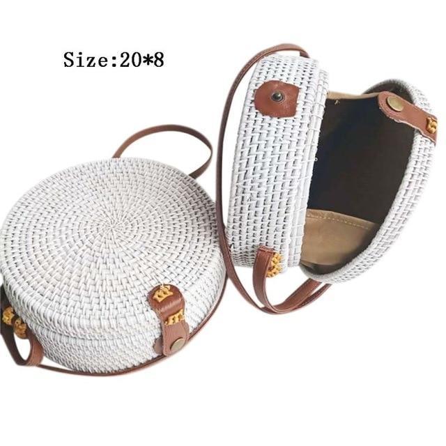 Bohemian Rattan Crossbody Bags Handmade Woven Beach Circular Bags