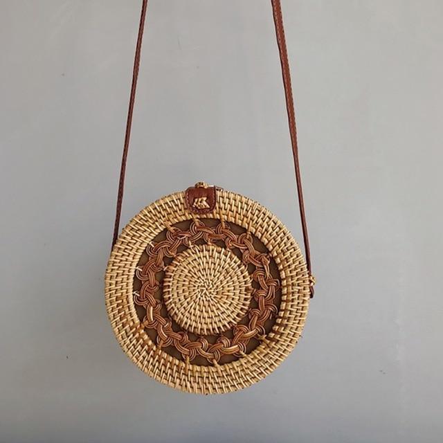 Bohemian Rattan Crossbody Bags Handmade Woven Beach Circular Bags