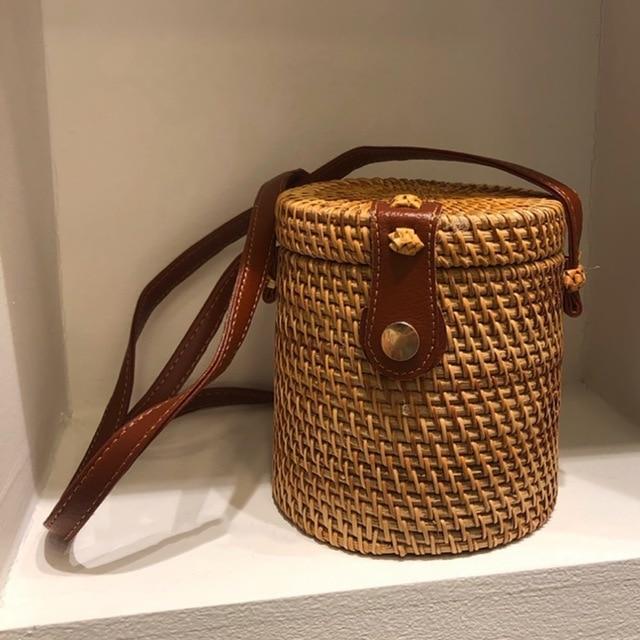 Bohemian Rattan Crossbody Bags Handmade Woven Beach Circular Bags