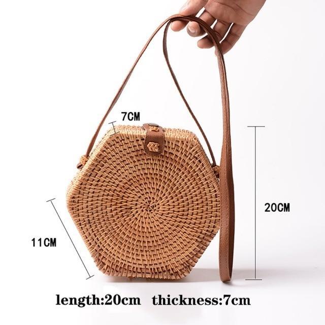 Bohemian Rattan Crossbody Bags Handmade Woven Beach Circular Bags