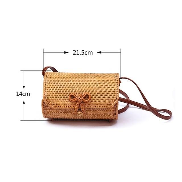 Bohemian Rattan Crossbody Bags Handmade Woven Beach Circular Bags