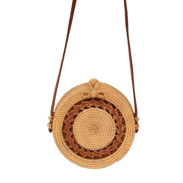 Bohemian Rattan Crossbody Bags Handmade Woven Beach Circular Bags