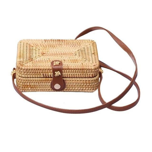 Bohemian Rattan Crossbody Bags Handmade Woven Beach Circular Bags