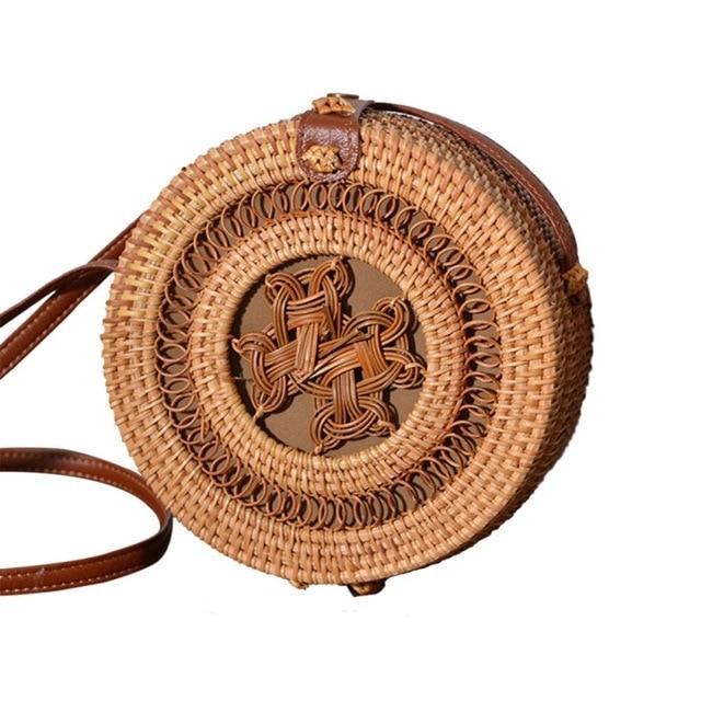 Bohemian Rattan Crossbody Bags Handmade Woven Beach Circular Bags