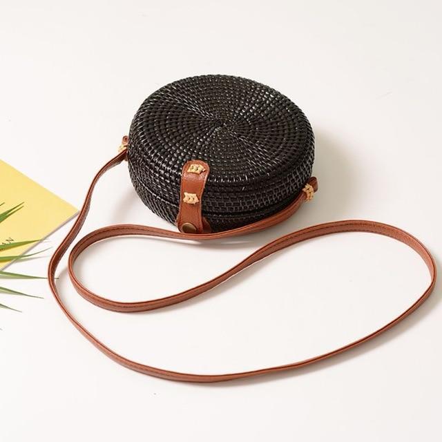 Bohemian Rattan Crossbody Bags Handmade Woven Beach Circular Bags