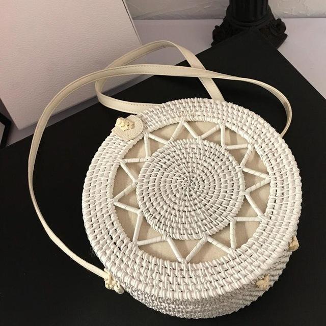 Bohemian Rattan Crossbody Bags Handmade Woven Beach Circular Bags