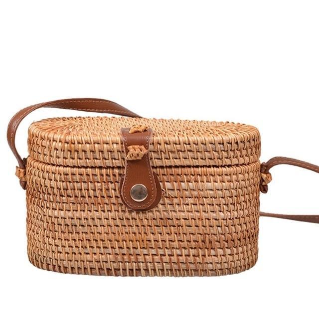 Bohemian Rattan Crossbody Bags Handmade Woven Beach Circular Bags