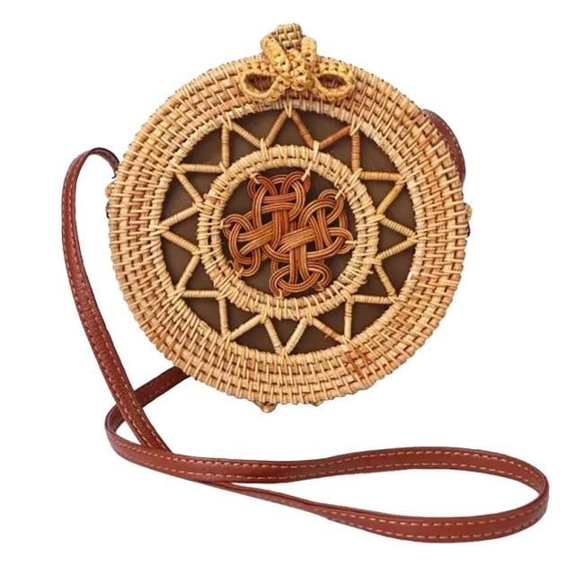 Bohemian Rattan Crossbody Bags Handmade Woven Beach Circular Bags