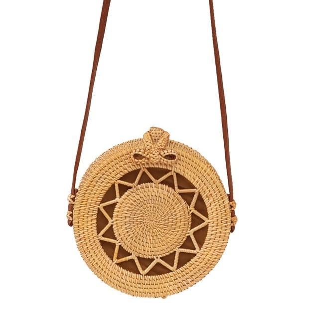Bohemian Rattan Crossbody Bags Handmade Woven Beach Circular Bags