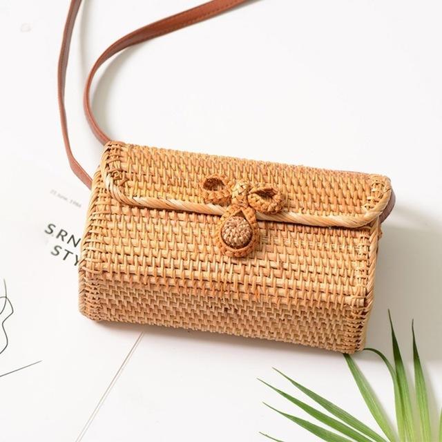 Bohemian Rattan Crossbody Bags Handmade Woven Beach Circular Bags