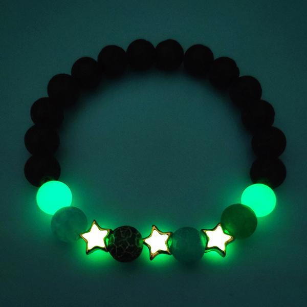 Natural Stones Luminous Glowing In The Dark Lotus Flower Shaped Charm Bracelet For Women Yoga Prayer Buddhism Jewelry