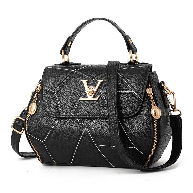 Luxury Leather Shoulder Bag - Flap V