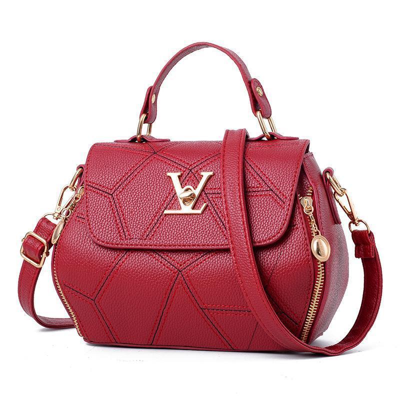 Luxury Leather Shoulder Bag - Flap V