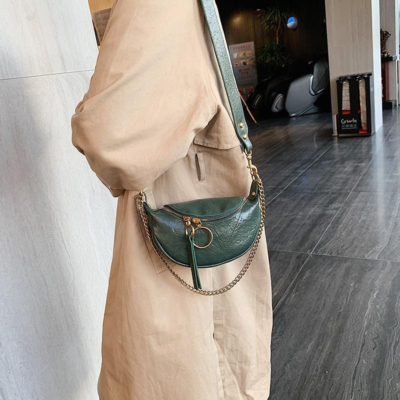 Leather Crossbody Chained Small Shoulder Bag