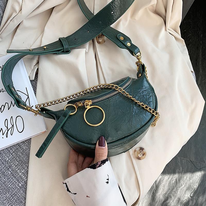 Leather Crossbody Chained Small Shoulder Bag