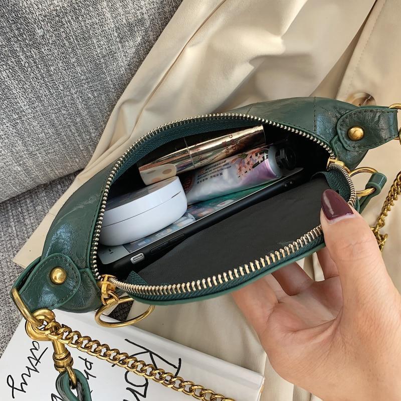 Leather Crossbody Chained Small Shoulder Bag