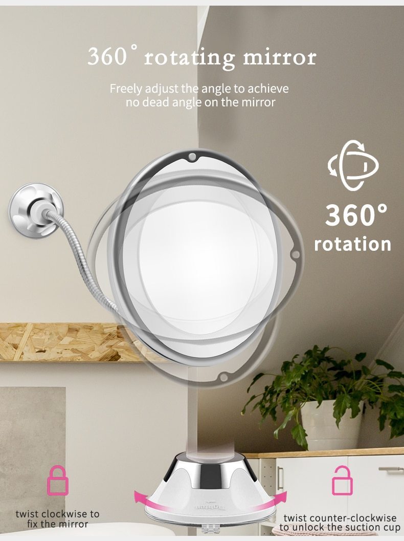 BEAUTYTUN®️ 10x Magnifying LED Lighted Makeup Mirror