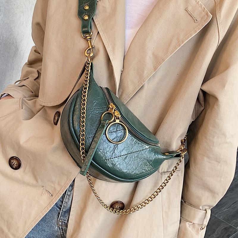 Leather Crossbody Chained Small Shoulder Bag