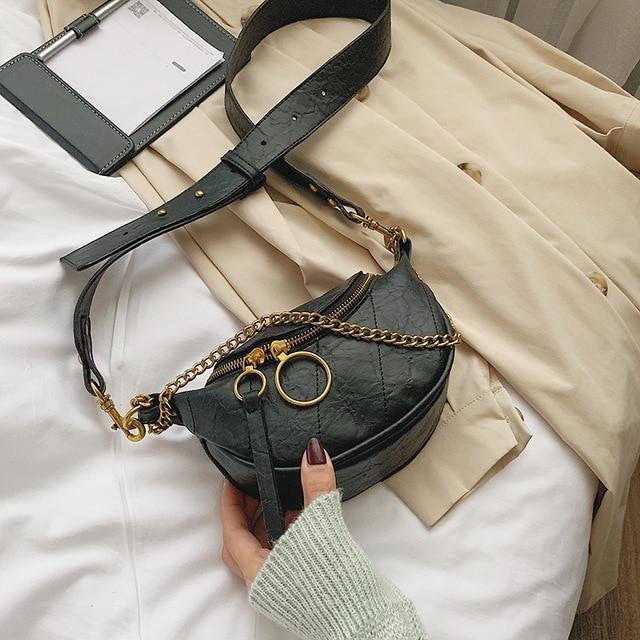 Leather Crossbody Chained Small Shoulder Bag