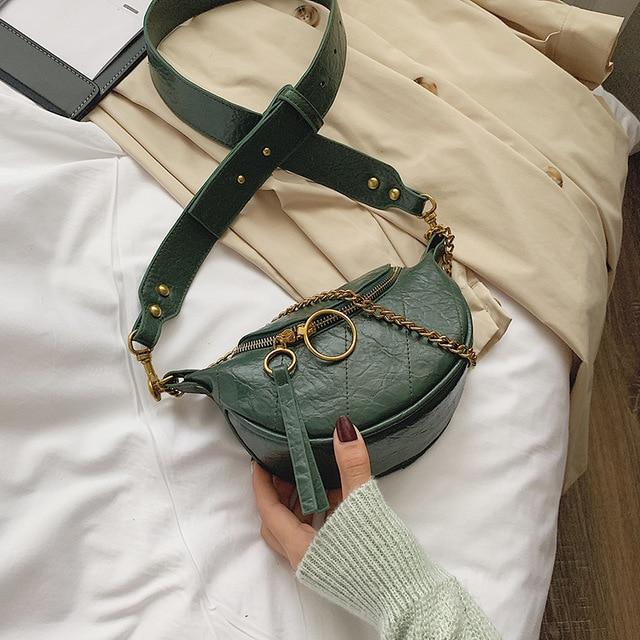 Leather Crossbody Chained Small Shoulder Bag
