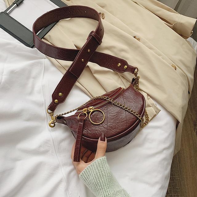 Leather Crossbody Chained Small Shoulder Bag