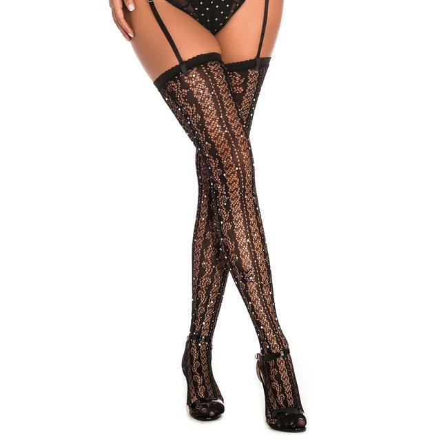 Collant fantaisie strass et résille