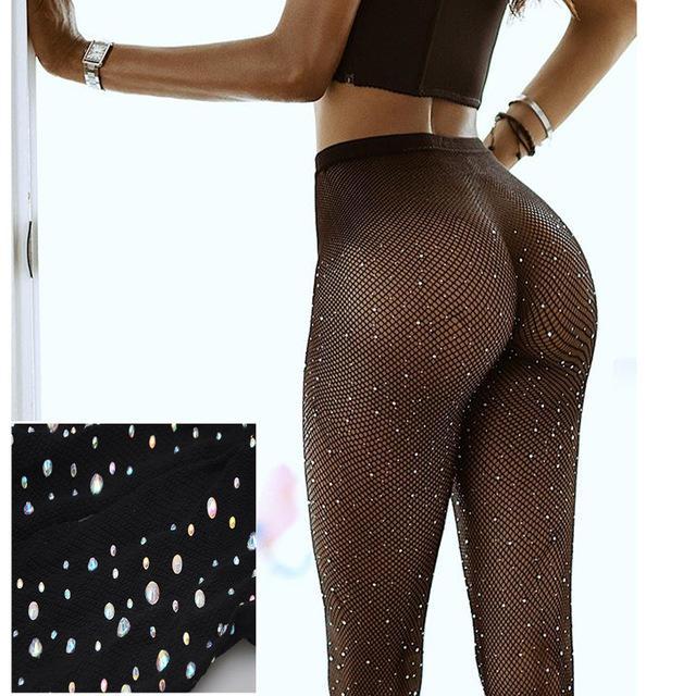 Collant fantaisie strass et résille