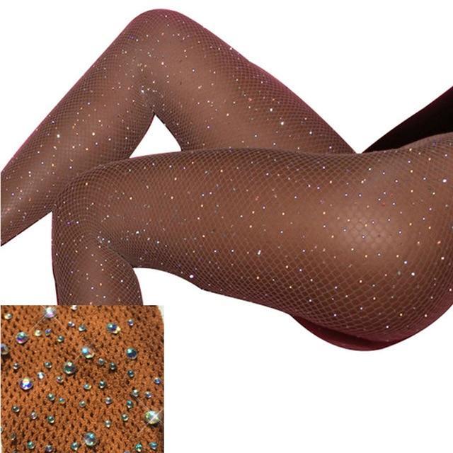 Collant fantaisie strass et résille