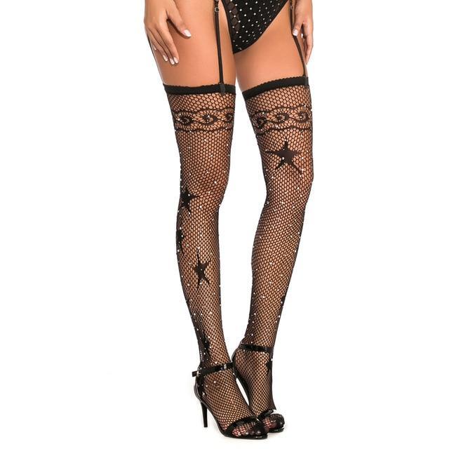 Collant fantaisie strass et résille
