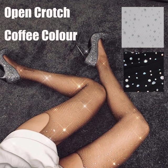 Collant fantaisie strass et résille